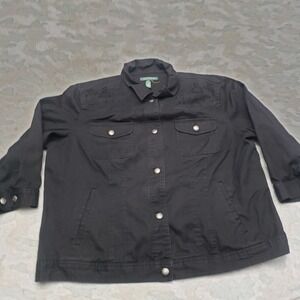Lauren‎ Ralph Lauren Jacket Womens XL Black Light Weight Linen Blend Long Sleeve